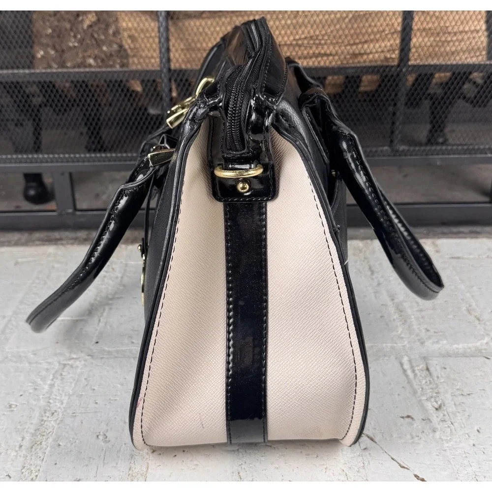 London Fog Black And‎ Beige Purse Double Handle Handbag